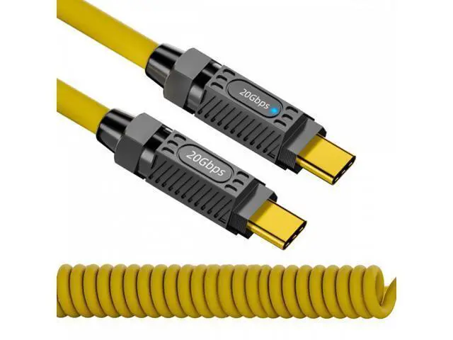 Main image of 1.8M Stretch Coiled USB-C USB4 Cable 20Gbps 140W 8K for Gaming Keyboard Mouse Type-C Male to Male Cable Power & Data