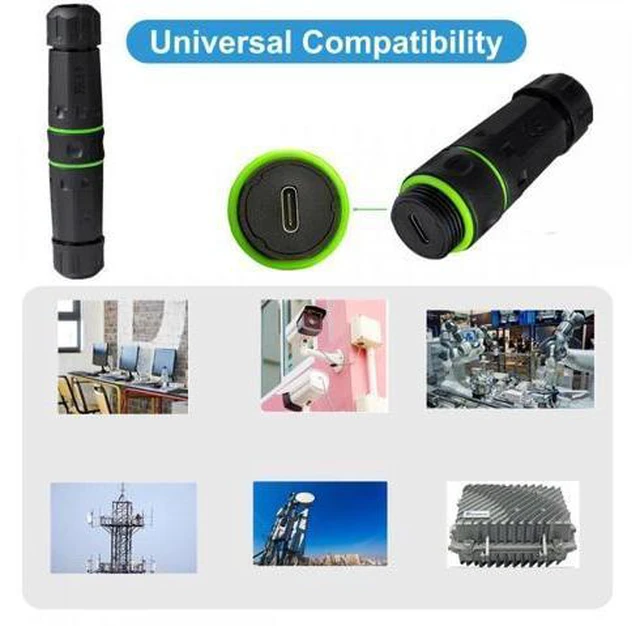 Alt view image 2 of 7 - M20 Locking IP68 Waterproof Type-C 10Gbps USB3.1 Female to USB-C Female Extension Adapter Coupler