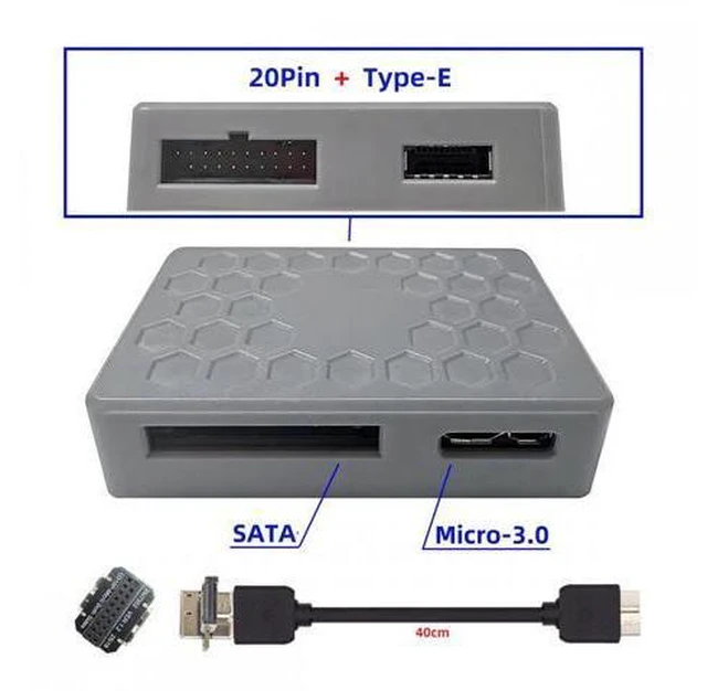 Main image of Type-E USB 3.1 Front or 19/20Pin Header or Micro-USB3.0 to USB 3.0 19/20Pin and Type-E Socket Dual Ports Female PCBA Type Adapter Splitter HUB 5Gbps