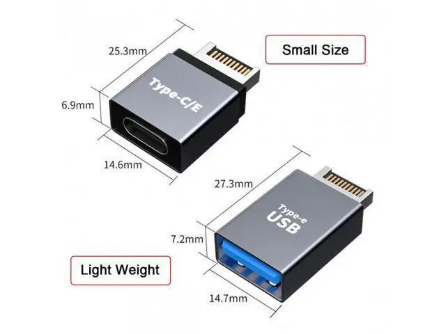 Alt view image 4 of 7 - HKCY UC-010 2pcs USB 3.1 Front Panel Header Male Type-E to Type-AType-C USB-C Motherboard Extension Data Adapter