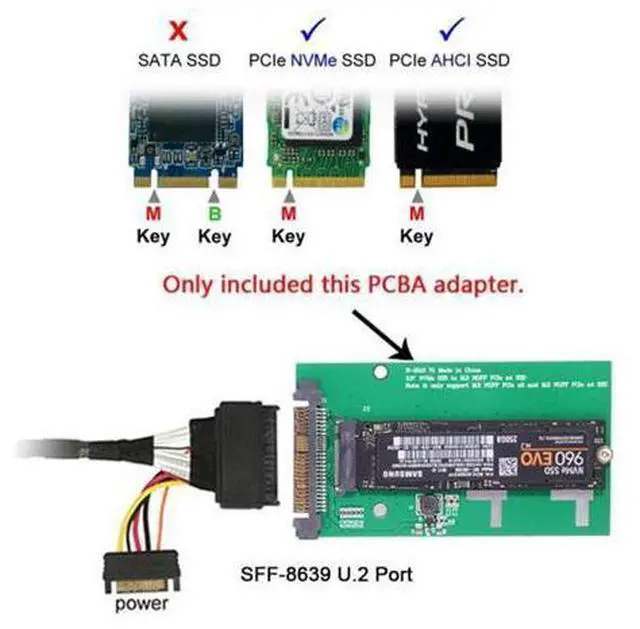 Alt view image 6 of 7 - HKCY SA-081 SFF-8639 NVME U.2 to NGFF M.2 M-key PCIe SSD Adapter for Mainboard Replace Intel SSD 750 p3600 p3700