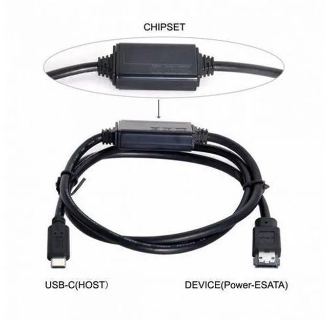 Alt view image 2 of 6 - Type-C USB-C to Power Over eSATA DC5V Adapter USB3.0 to HDD/SSD/ODD eSATAp Converter