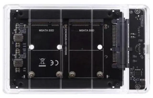 Main image of HKCY Dual MSATA Mini-SATA SSD Card JBOD Raid0 Span Bridge to USB3.0 Type-C USB-C 2.5inch SATA Combo Enclosure