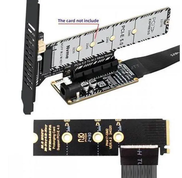 Alt view image 5 of 7 - M.2 NGFF NVMe M-Key Right Angled Type 90 Degree to PCI-E X1 X4 X8 X16 Cable Graphics Card Extension Adapter PCI-Express for M2 2260 2280