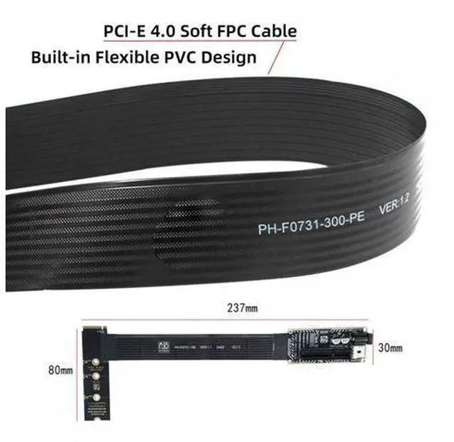 Alt view image 7 of 7 - M.2 NGFF NVMe M-Key Right Angled Type 90 Degree to PCI-E X1 X4 X8 X16 Cable Graphics Card Extension Adapter PCI-Express for M2 2260 2280