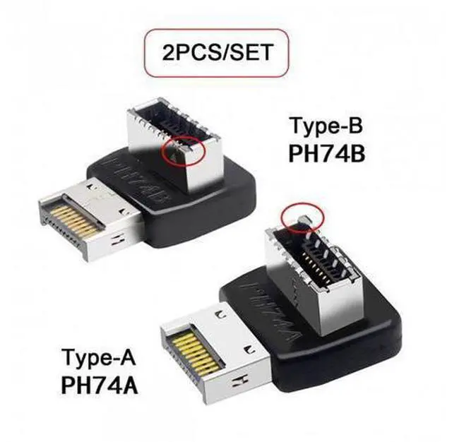 Main image of SM 2pcs Overmold USB 3.1 Front Panel Header Male to Female Type-E Motherboard Extension Data Adapter