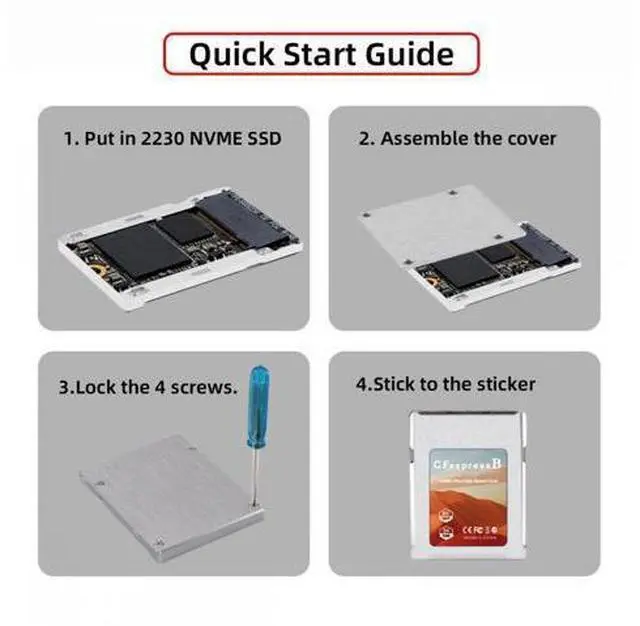 Alt view image 2 of 7 - CFexpress Type-B to NVME 2230 Memory Card Kit Case CFE CFB NGFF M-key Adapter Alloy Shell for Camera 8K RAW PCIe Expansion