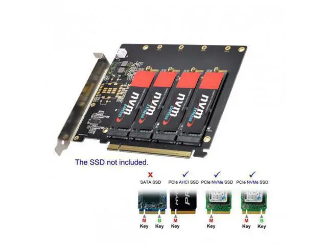 Alt view image 6 of 7 - SM 4X NVME M.2 AHCI to PCI-E Express 3.0 Gen3 X16 Raid Card with Fan VROC Raid0 Hyper Adapter