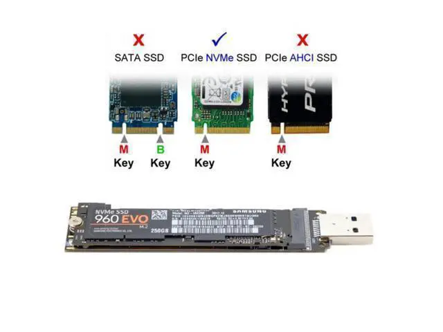 Alt view image 7 of 7 - HKCY U3-013 USB 3.0 to NVME M-key M.2 NGFF SSD External PCBA Conveter Adapter with Flash Disk Case