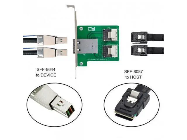 Alt view image 7 of 7 - Dual Ports Mini SAS HD SFF-8644 To Internal Mini SAS SFF-8087 PCBA Female Adapter With Low Profile Bracket