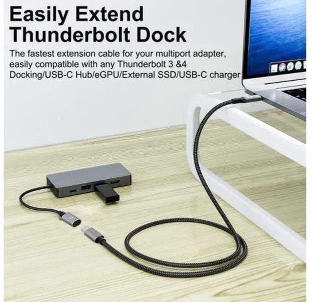 Alt view image 5 of 7 - USB4 Extension Cable Male to Female 40Gbps with 100W Charging and 8K@60Hz Compatible with Thunderbolt3/4