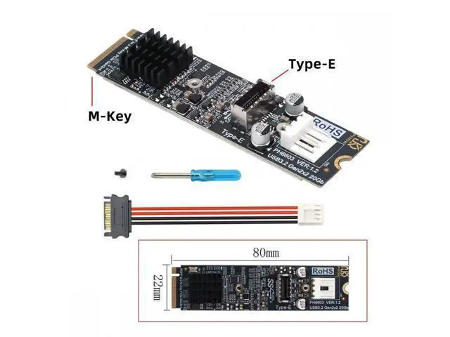 Alt view image 5 of 7 - 20Gbps Type-E USB 3.1 Front Panel Socket to NVME NGFF M-Key Express Card Adapter ASM3242 Chipset for Motherboard