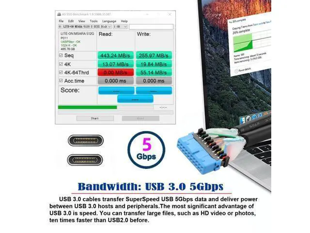 Alt view image 5 of 7 - HKCY USB3.0 Motherboard 19/20Pin to USB-C Type-C Dual Ports Female PCI-E Back Panel 5Gbps Cable