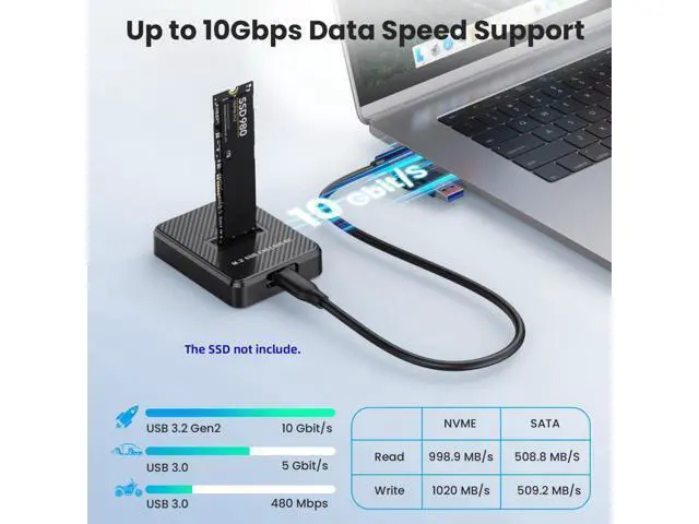 Alt view image 6 of 7 - USB 3.0 USB-C Type-C to NVME M-key M.2 NGFF SATA SSD Docking Vertical External PCBA Case Enclosure RTL9210B Chipset