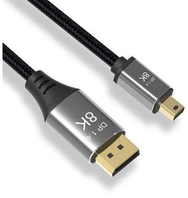 Alt view image 2 of 7 - DisplayPort 1.4 8K 60hz Cable Ultra-HD UHD 4K 144hz Mini DP to DP Cable 7680*4320 for Video PC Laptop TV