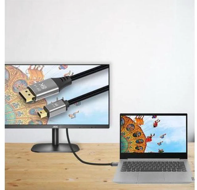 Alt view image 7 of 7 - DisplayPort 1.4 8K 60hz Cable Ultra-HD UHD 4K 144hz Mini DP to DP Cable 7680*4320 for Video PC Laptop TV