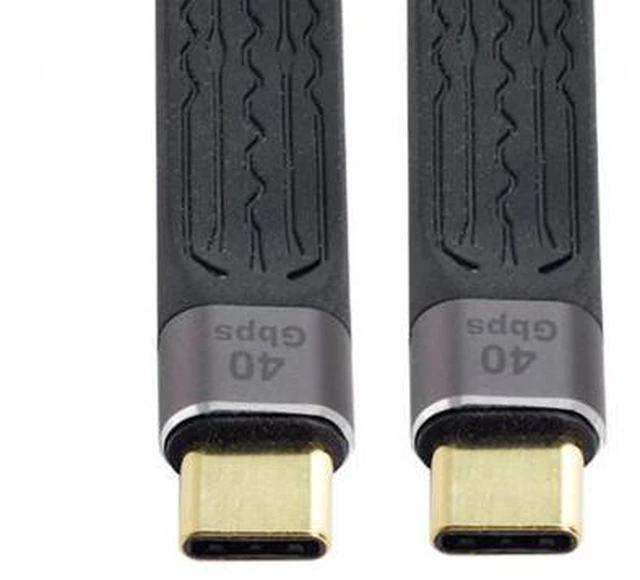 Alt view image 3 of 7 - Type-C USB-C Male to Male USB4 40Gbps 100W 8K Flat Slim FPC Data Cable for Laptop Phone 13cm