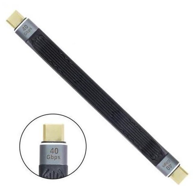 Alt view image 2 of 7 - Type-C USB-C Male to Male USB4 40Gbps 100W 8K Flat Slim FPC Data Cable for Laptop Phone 13cm