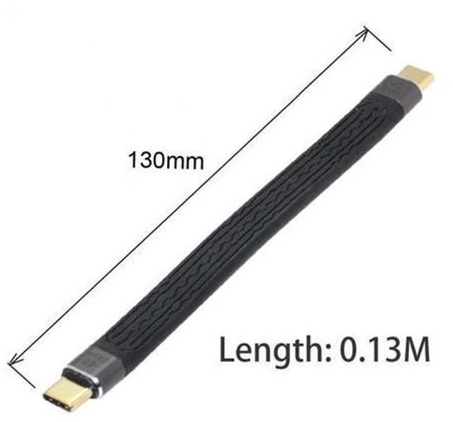 Alt view image 6 of 7 - Type-C USB-C Male to Male USB4 40Gbps 100W 8K Flat Slim FPC Data Cable for Laptop Phone 13cm