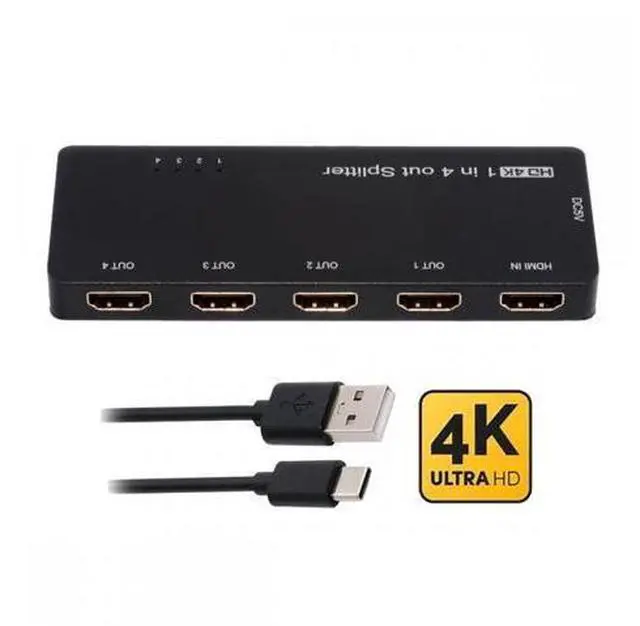 Main image of HDMI Splitter 4K 60hz Ultra-HD Converter Compatible 2.0 Switch 1-IN-4-OUT 18Gbps UHD Hub Support HDCP SST Extended