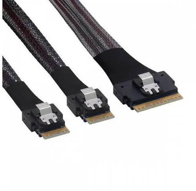 Main image of PCI-E Ultraport Slimline SAS Slim PCIE 4.0 SFF-8654 8i 74pin to Dual SFF-8654 4i 38Pin Cable 50cm PCI-Express SF-034