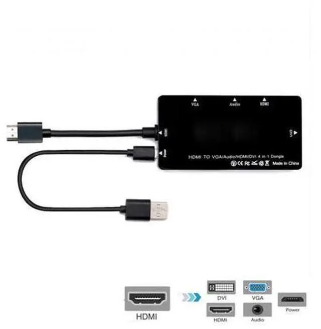 Main image of SM HDMI to VGA/Audio/HDMI/DVI 4in1 Dongle Adapter Multiport Splitter Converter For PS3 HDTV PC Monitor Projector
