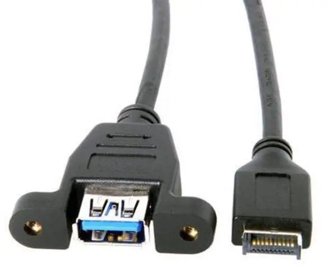 Main image of HKCY UC-060 USB 3.1 Front Panel Header to USB 3.0 Type-A Female Extension Cable 50cm Panel Mount Type