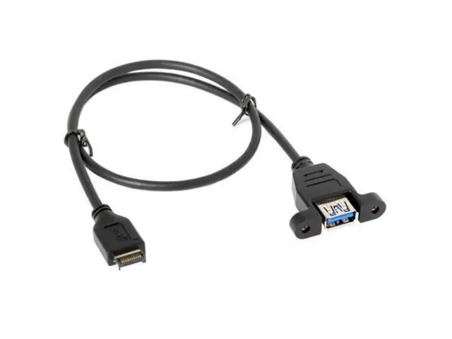 Alt view image 4 of 5 - HKCY UC-060 USB 3.1 Front Panel Header to USB 3.0 Type-A Female Extension Cable 50cm Panel Mount Type