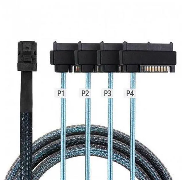 Alt view image 2 of 7 - SM Internal Mini SAS SFF-8643 Host to 4 SAS 29Pin SFF-8482 Target Disk 6Gbps Data Server Raid Cable