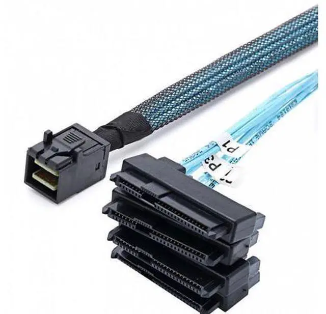 Alt view image 3 of 7 - SM Internal Mini SAS SFF-8643 Host to 4 SAS 29Pin SFF-8482 Target Disk 6Gbps Data Server Raid Cable