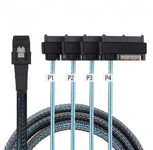 Main image of SM Internal 36 Pin Mini SAS SFF-8087 Host to 4 SFF-8482 Target SAS Hard Disk and SATA Power Cable 100cm