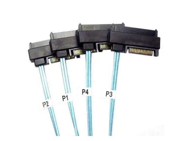 Alt view image 2 of 7 - SM Internal 36 Pin Mini SAS SFF-8087 Host to 4 SFF-8482 Target SAS Hard Disk and SATA Power Cable 100cm
