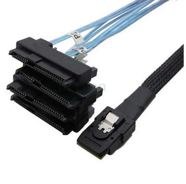 Alt view image 4 of 7 - SM Internal 36 Pin Mini SAS SFF-8087 Host to 4 SFF-8482 Target SAS Hard Disk and SATA Power Cable 100cm