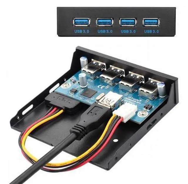 Alt view image 2 of 6 - 5Gbps USB 3.0 HUB 4 Ports Front Panel to Motherboard 20Pin Connector Cable for 3.5" Floppy Bay