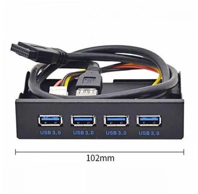 Alt view image 4 of 6 - 5Gbps USB 3.0 HUB 4 Ports Front Panel to Motherboard 20Pin Connector Cable for 3.5" Floppy Bay