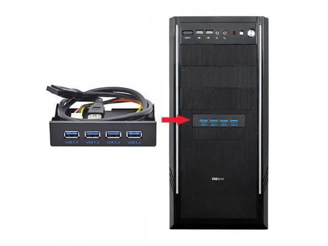 Alt view image 5 of 6 - 5Gbps USB 3.0 HUB 4 Ports Front Panel to Motherboard 20Pin Connector Cable for 3.5" Floppy Bay
