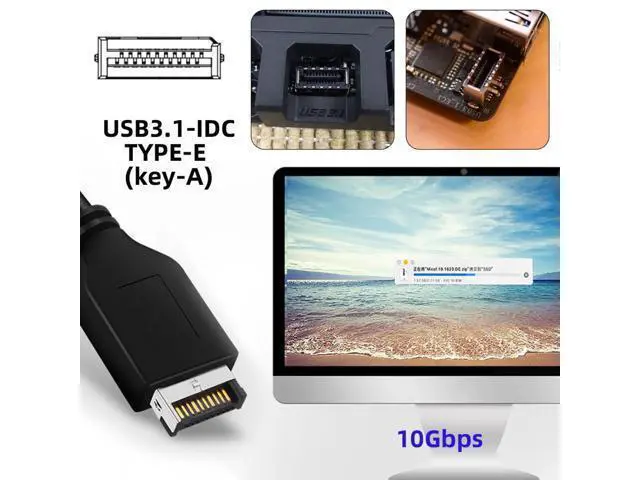 Alt view image 3 of 7 - 10Gbps USB 3.1 Type-A & Type-C HUB 4 Ports Front Panel to Motherboard Type-E Connector Cable 10Gbps for 5.25" CD-ROM Bay Tray