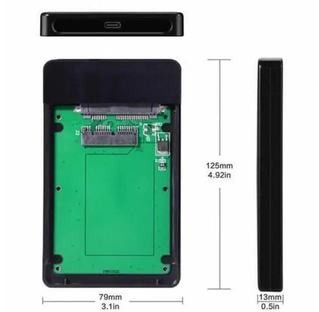 Alt view image 2 of 6 - USB 3.1 Type-C USB-C to 1.8 inch Micro SATA 16pin 7+9 SSD to External Hard disk Enclosure UC-079-BK+SA-098