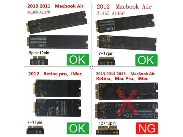 Alt view image 4 of 7 - 2.5inch SATA 22Pin to 2010 2011 2012 Air Pro Retina SSD 12+6Pin 17+7Pin A1425 A1398 MC975 MC976 Case Enclosure