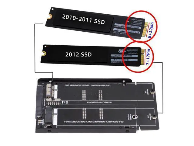 Alt view image 5 of 7 - 2.5inch SATA 22Pin to 2010 2011 2012 Air Pro Retina SSD 12+6Pin 17+7Pin A1425 A1398 MC975 MC976 Case Enclosure