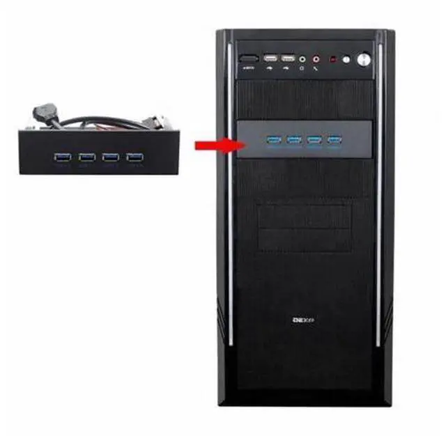 Alt view image 5 of 5 - USB 3.0 HUB 4 Ports Front Panel to Motherboard 20Pin Connector Cable 5Gbps for 5.25" CD-ROM Bay U3-081-AF