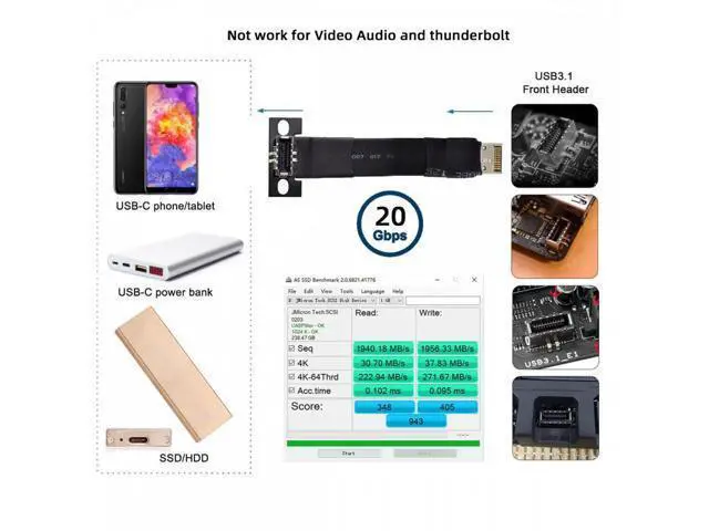 Alt view image 6 of 7 - USB 3.1 Front Panel Header Male to Female Type-E IDC 20Pin Motherboard Extension Data Cable 50cm