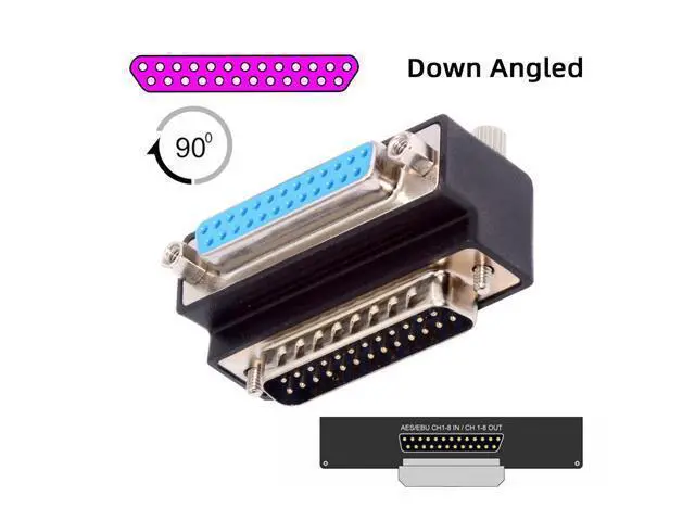 Alt view image 5 of 7 - DSUB Parallel LPT AES/EBU DB25pin Male Nut to Female Screw Extension Adapter DB Connector Down 90 Degree Angled