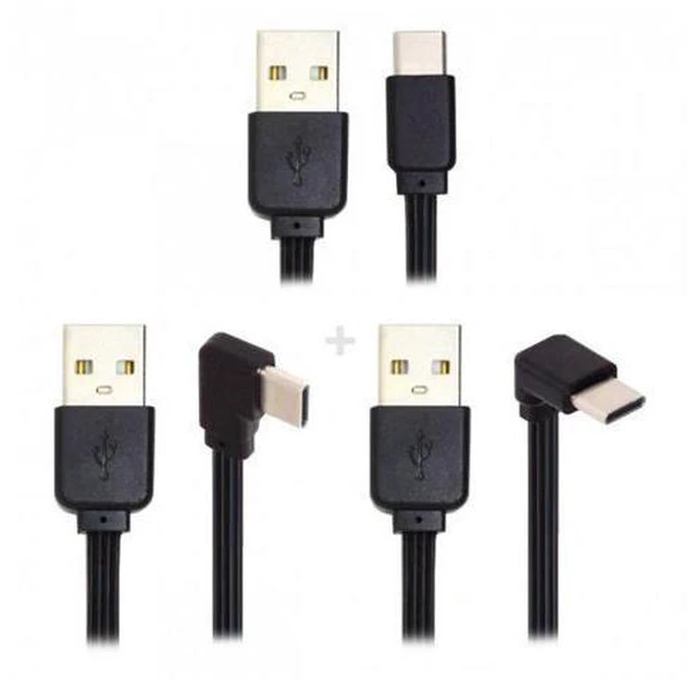 Main image of HKCY UC-096-BK+UC-096-RI+UC-096-UP 3pcs/lot 13cm USB 2.0 Type-A Male to USB-C Type-C Male Angled Data Flat Slim FPC Cable for FPVDiskPhone