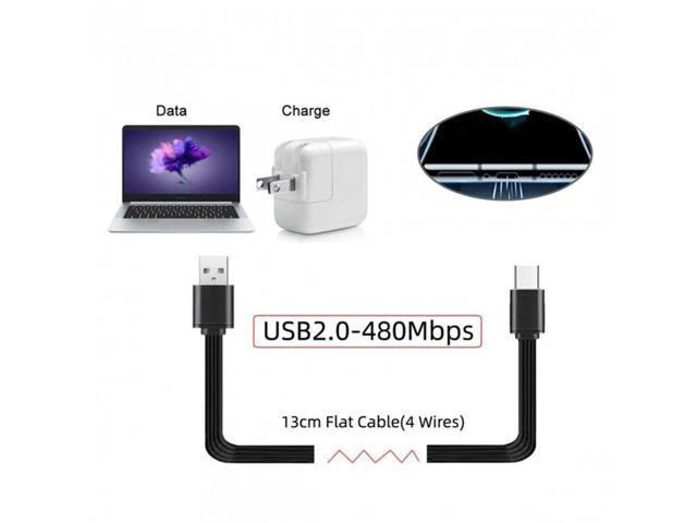 Alt view image 4 of 7 - HKCY UC-096-BK+UC-096-RI+UC-096-UP 3pcs/lot 13cm USB 2.0 Type-A Male to USB-C Type-C Male Angled Data Flat Slim FPC Cable for FPVDiskPhone