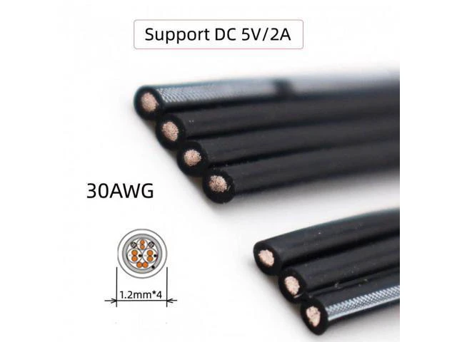 Alt view image 7 of 7 - HKCY UC-096-BK+UC-096-RI+UC-096-UP 3pcs/lot 13cm USB 2.0 Type-A Male to USB-C Type-C Male Angled Data Flat Slim FPC Cable for FPVDiskPhone