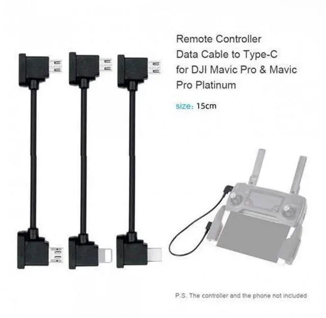 Alt view image 4 of 7 - HKCY U2-041 3pcs/set Remote Controller Data Cable Type-CMicro8P to Micro USB for Mavic Pro Platinum Mavic Park RC Accessories