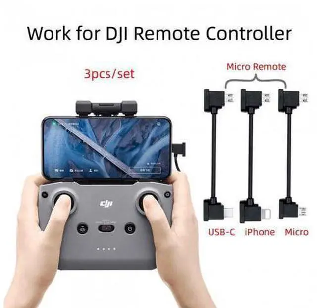 Alt view image 5 of 7 - HKCY U2-041 3pcs/set Remote Controller Data Cable Type-CMicro8P to Micro USB for Mavic Pro Platinum Mavic Park RC Accessories