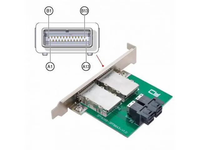 Alt view image 4 of 7 - Dual Ports Mini SAS SFF-8088 To Internal SAS HD SFF-8643 PCBA Female Adapter With Low Profile Bracket