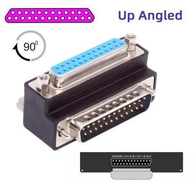 Alt view image 5 of 7 - DSUB Parallel LPT AES/EBU DB25pin Male Nut to Female Screw Extension Adapter DB Connector Up 90 Degree Angled